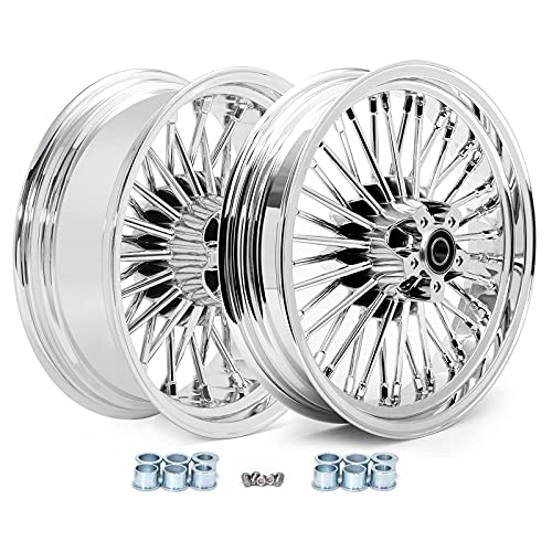 Buy TARAZON 16 inch Chrome Front Rear Fat Spoke Wheels Rims for Harley