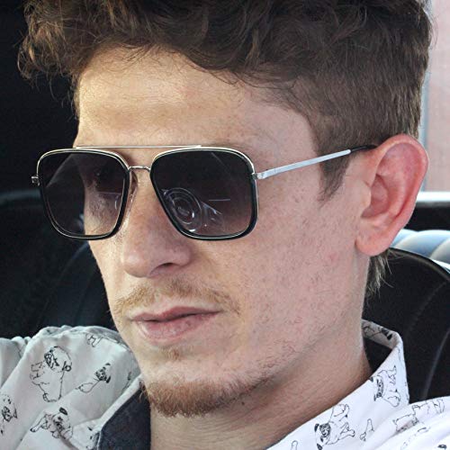 Vintage Retro Aviator Square Sunglasses 