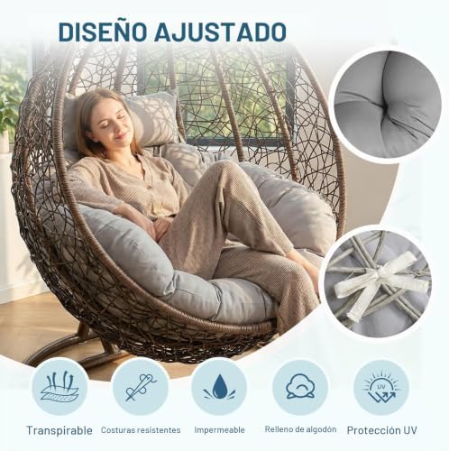 Almofada para cadeira suspensa, almofada para cadeira impermeável, almofada para cadeira suspensa, almofada para cadeira suspensa exterior, almofada para cesto pendurado (cor: G, tamanho: 9