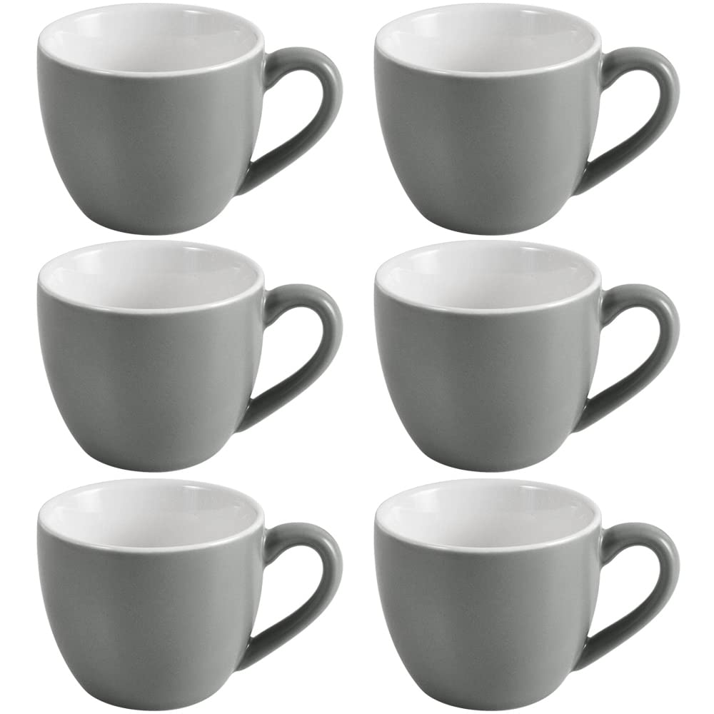 homEdge Procelain Espresso Cup, 3 Ounces / 90 ml Demitasse for Espresso, Tea- Set of 6, Dark Gray