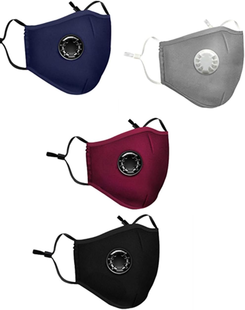 4PCS Reusable Másk,Dust Másk Windproof Anti Foggy Haze Pollution Face Cover Mouth Guard with Breathing Valve (Multicolor)