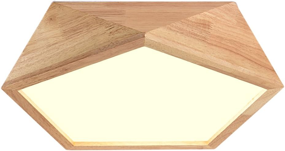 KAIRRY Wooden Ceiling Lights LED Round Bedroom Lights Living Room Lights Children Lights Creative Restaurant Lighting Solid Wood Lights Oak Ceiling Lights (Color : Warm light, Size : 42CM)
