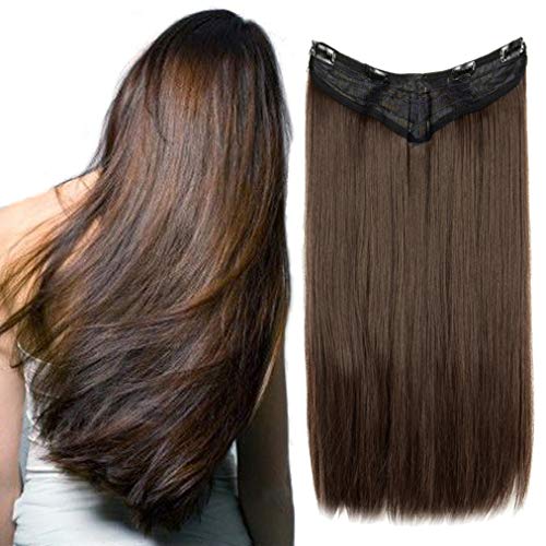 V-Shaped Hair Extensions One Piece U part Synthetic Straight Curly Wave Clips in Hairpiece