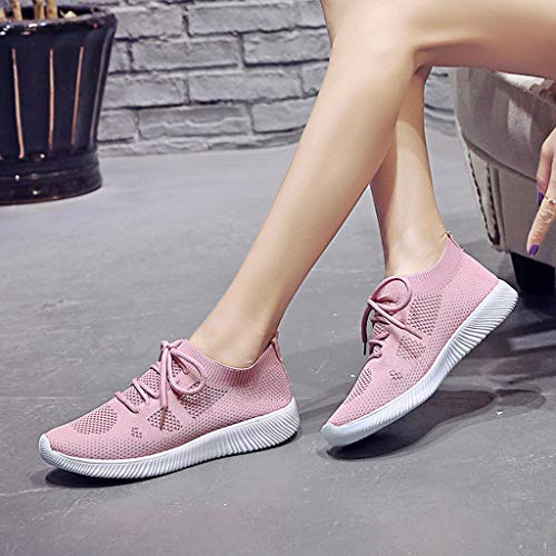 SSYUNO Women's Fashion Sneakers Athletic Mesh Breathable Sports Shoes Comfort Tennis Running Jogging Gym Shoes Pink