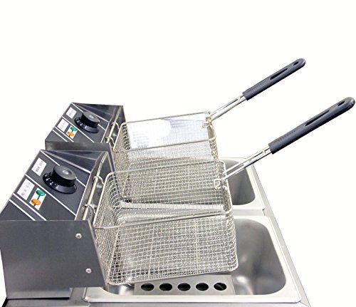 Clevr Two 11 Liter Basins Capacity Commercial Stainless Steel Deep Fryer Machine 110v Double Two Tank Design Restaurant - Thumbnail 7