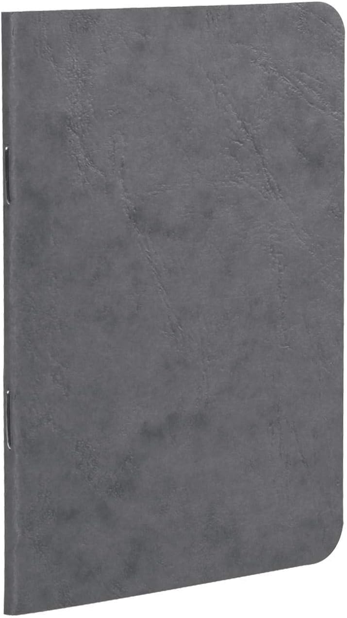 Clairefontaine 734165C Collection Age Bag A Grey Stapled Notebook - Size: 9x14 cm - 96 Lined Pages - 90 g White Paper - Leather Grain Glossy Card Cover