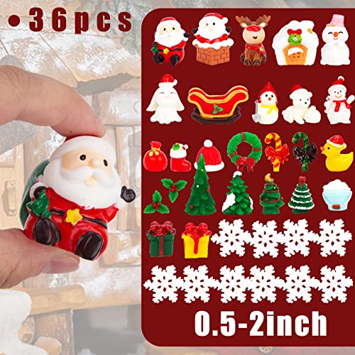Shindel 36PCS Christmas Miniature Figurines, Miniature Christmas Decorations Mini Christmas Figurines Fairy Garden Accessories Xmas Resin Decorations for Christmas Party