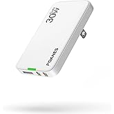 POANES Flat USB C Wall Charger, Flat USB Wall Charger with USB C and A Ports, Super Thin USB Wall Plug for IPad Pro/Tablets, iPhone 15/14/13/12 and Galaxy S23,S22 etc (White-30W)