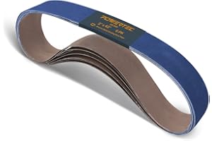 POWERTEC 424212Z-6 2" x 42" Sanding Belts, 120 Grit Zirconia Metal Grinding Sand Paper – 6 Pack