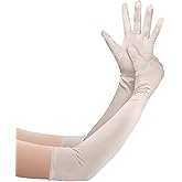GHGMAO Long Opera Party Gloves for Women, 1920s Satin Tea Party Gloves, Stretchy Elbow Length, 22"