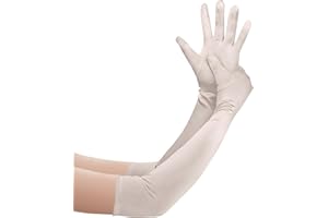 GHGMAO Long Opera Party Gloves for Women 1920s Satin Tea Party Gloves Costume Stretchy Elbow Length Gloves, 22"
