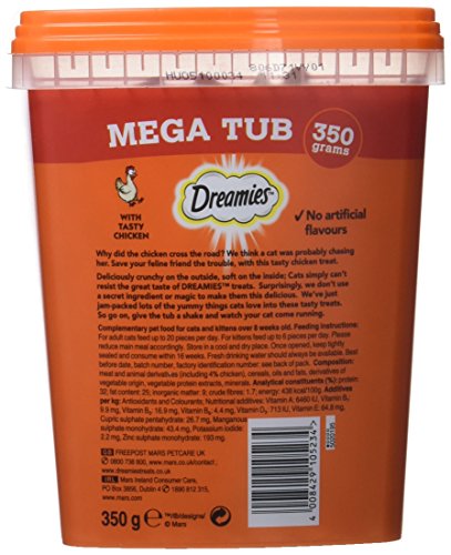 Dreamies -Golosinas para gatos, sabor: Pollo MegaTub, 350 g (Pack of 2) - Imagen 3