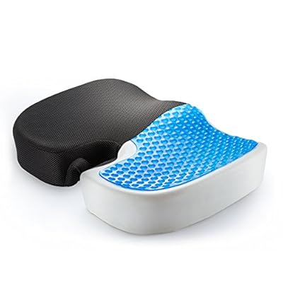 PROMIC Memory Foam Seat Cushion with Anti-Slip Cover, Cool Gel Comfort Orthopedic Design Chair Cushion To Relieve Back, Sciatica and Tailbone Pain