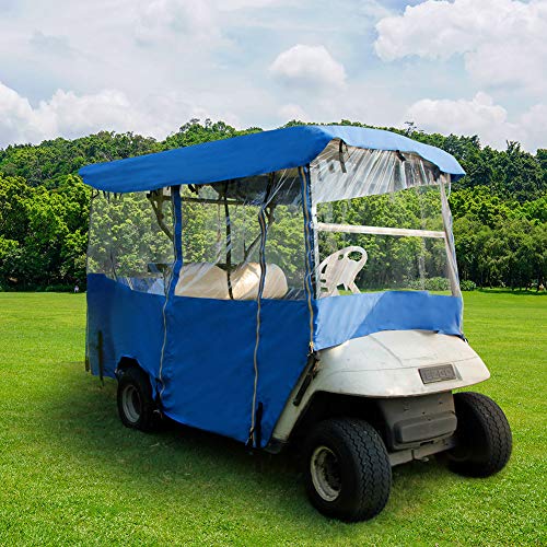 Popsport 4 Passenger Golf Cart Cover Driving Enclosure Straps Golf Cart Quick Fit Cover Clear PVC Window Golf Cart Cover for EZ GO and Club Car (Blue) - Thumbnail 4