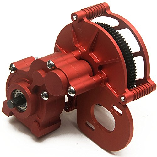 Aluminum Alloy Center Transmission Case /Gearbox with Straight Gear for 1/10 Axial SCX10 RC Model Crawler Car Red