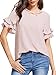 MakeMeChic Women's Summer Crisscross Ruffle Short Sleeve Casual Blouse Tops