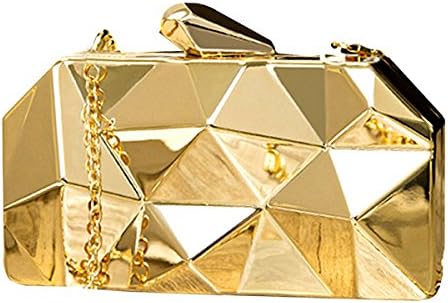 Goodbag Boutique Women Lattice Pattern Metal Handbag Girl Diamond Clutch Purse Chain Mini Shoulder Bag