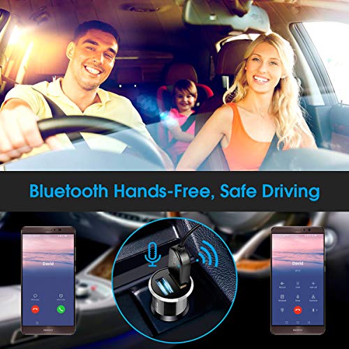 Bluetooth Receiver, Bluetooth Car Aux Adapter,TOPOINT Car Stereo Receiver with Built-in Microphone, Hands-Free Calling, 2 USB Ports Car Charger, 3.5mm Stereo Jack Adapter for Home Audio