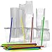 JUMBO Set of 120 16oz Plastic CRYSTAL CLEAR Cups, 120 Flat Lids and 120 Straws - 100% BPA Free - Office/Party Pack Disposable Cups Set for Iced Coffee, Bubble Boba, Smoothie, Tea, Cold Drinks etc