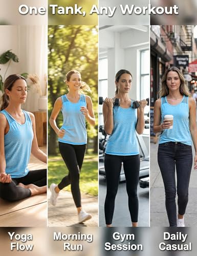 Wayleb Women's Sports Tank Top with Breathable Mesh Lightweight for Fitness Yoga Running S-3XL