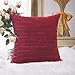 Home Brilliant 18x18 Pillow Cover Dark Red Plush Corduroy Pillow Cover Decoration Striped Velvet Throw Pillow for Couch Sofa Bed Living Room Bedroom, 18 x 18 Inch, Burgundy
