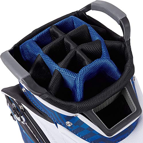 Maxfli 2019 Honors Plus Golf Cart Bag Lightweight 14-Way Top 3 Dividers w/Insulated Pocket (White/Blue)
