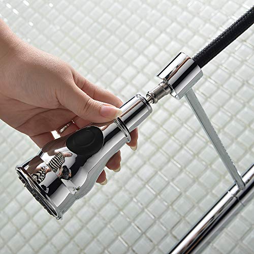 VCCUCINE Commercial High Arc Single Handle Stainless Steel Pull Down Sprayer Chrome Kitchen Sink Faucet, Pull Out Kitchen Faucets With Deck Plate - Thumbnail 6
