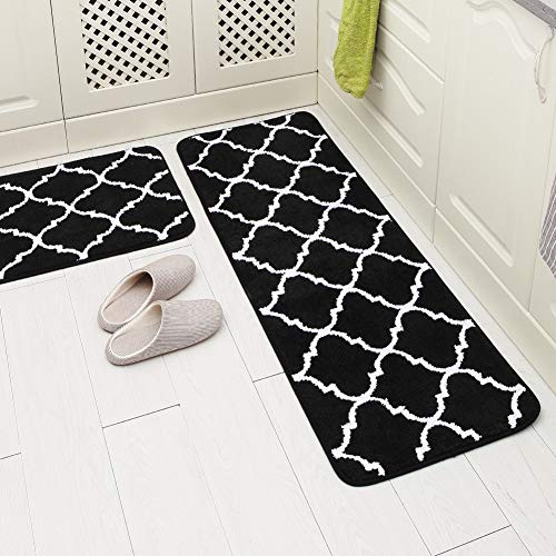 Carvapet 2 Pieces Microfiber Moroccan Trellis NonSlip Soft Kitchen Mat