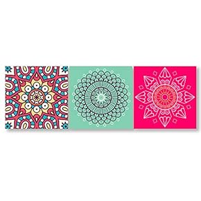 3 Piece Canvas Wall Art-National Pattern-Canvas Prints Home Artwork Decoration for Living Room,Bedroom - 16"x16"x3 Panels