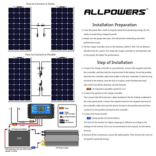 ALLPOWERS Solar Panel 100W 18V 12V Bendable Flexible Solar Charger