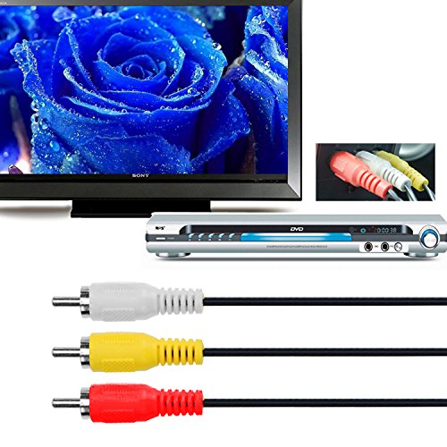 eBerry HDMI to RCA Cable, HDMI Male to 3RCA AV Composite Male M/M Connector Adapter Cable Cord Transmitter (NO Signal Conversion Function), One-Way Transmission from HDMI to RCA - 5ft/1.5m Black
