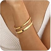 Lisitine Gold Bangles for Women Chunky Gold Bracelets 18K Gold Plated Stainless Steel Bangles Bracelets Bangle Chunky Jewelry for Women