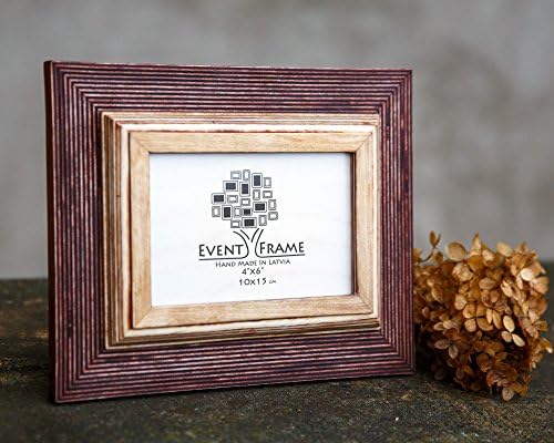 4x6" Wooden Rustic Picture Frame in Brown and Natural wood color with table stand and hanging on the wall