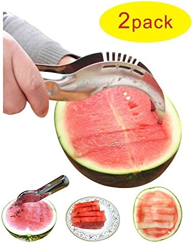 QKILL 2 PACKS! 2016 NEW Watermelon Slicer Cutter , Stainless Steel Corer-Watermelon slicer ,Kitchen Tool Utensils,Suitable for families salads (2)