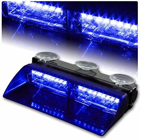 16 LED Emergency Strobe Light with 18 Flashing Mode for Interior Roof / Dash / Windshield Hazard Warning - Blue