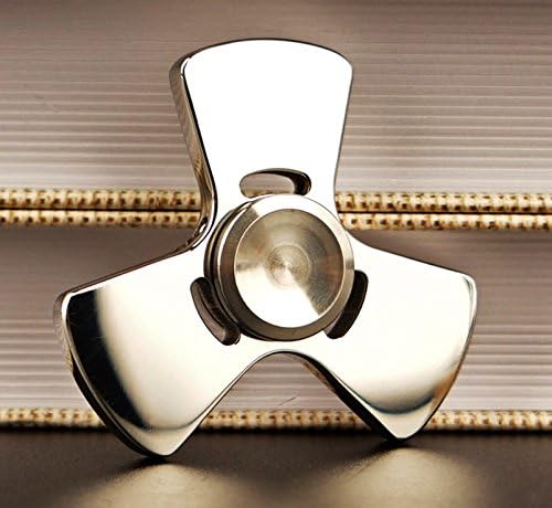 SpaceAston Fidget Spinner with Hybrid-Ceramic Premium Bearings (3-5 min - silent spinner) - Fidget toy Stress Reducer Hand Spinner - Silver color tri spinner