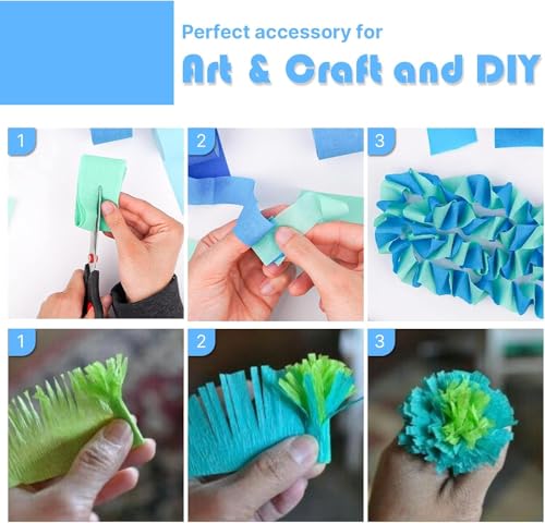 Crepe Paper Streamers 8 Rolls 656ft - Blue & White Party Decorations for Birthday, Wedding, Baby Shower, Pastel Royal Shades, 1.8x82ft/Roll Event Backdrop