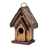 6.75" Brown Hanging Rustic Style Birdhouse