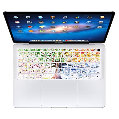 HRH 2 in 1 Watercolor Art Four Seasons Tree Laptop Body Shell Protective Hard Case Cover Silicone Keyboard Cover for MacBook New Air 13" Retina Display Fingerprint Touch ID (Model A1932,2018 Release)