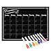Magnetic Refrigerator Chalkboard,Calendar Monthly Planner, Dry Erase Board, for Kitchen Fridge with 8 Color Magnetic Markers (16inchx12inch, Horizontal Flat Pack)