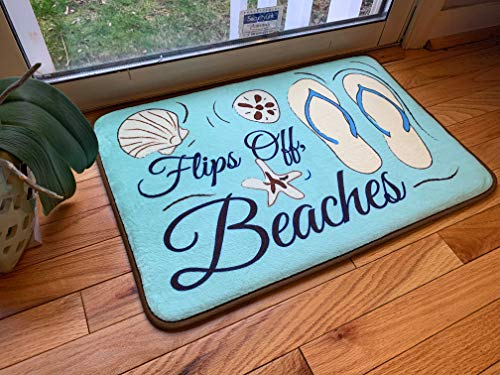 Toothsome Studios Flips Off Beaches Indoor Doormat 24" x 16" Beach Home Decor, Funny Door mat Novelty Beach Home Accent Bath Mat