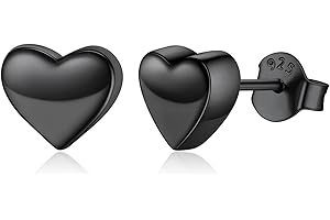 ChicSilver Hypoallergenic 925 Sterling Silver Stud Earrings, Dainty Simple Heart/Star/Moon/Lightning/Butterfly Earrings for Women