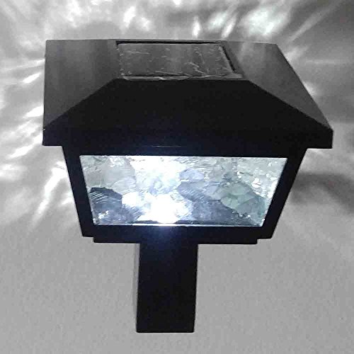 Solar Powered Solar Light Post Cap 2 SMD Wall Mount or Post Mount Fits for 5x5 or 4x4 or 6x6 Posts (Black)