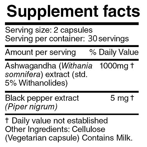 Ashwagandha KSM 66 15:1 with Black Pepper Extract (Higher Absorption) Max Potency Full Spectrum 5+% Withanolides