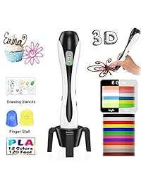 ESEUS   Bolígrafo 3D con relleno de filamento PLA de 120 pies, actualizado, no se obstruye, velocidad ajustable, impresión 3D, compatible con ABS PLA; regalos para niños, adultos, manualidades, modelo DIY
