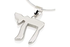 FJ FAITH JEWELRY BY YAIR Chai Necklace Large, 925 Sterling Silver Jewish Necklace, Jewish Jewelry for Men, Judaica Gifts, Jewish Jewelry for Women, Holy Land Jewelry, Judaic Jewelry, Jewish Symbol, Souvenirs from Israel, Kabbalah Jewelry Spiritual Hebrew Bible Blessings