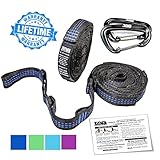 XL Hammock Straps with Carabiners - Hammock Tree Straps each 9 ft Long (18 ft total) with 20 Loops (40 Total) - Hammock Straps for Tree Made w/ 100% No Stretch Polyester & Super Easy to Setup