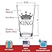16 oz King Beer Pint Glass - Man Gift for Him - Present for Dad, Brother, Uncle, Friend