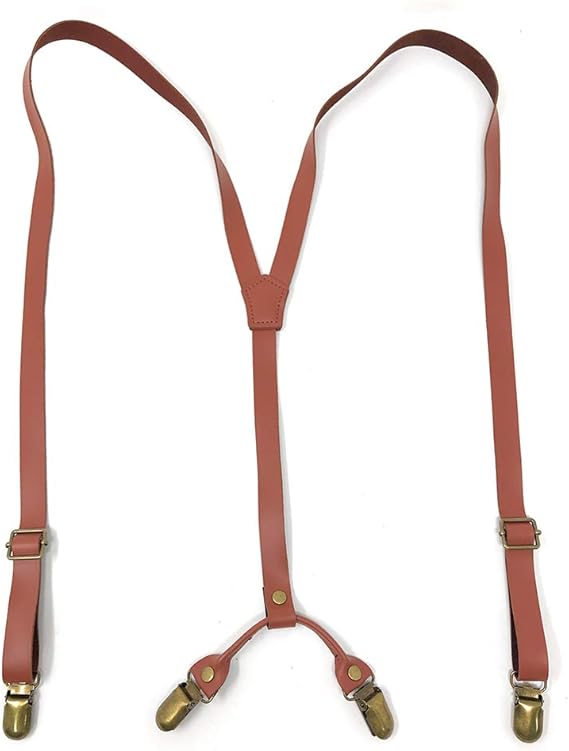 Amazon Lawevan メンズ 厚さ0 1cm 超薄型牛革 クリップ ブラウン レザーサスペンダー 幅1 5cm 本革 Y型 ベルト 結婚式やパーティーに最適 サスペンダー 通販