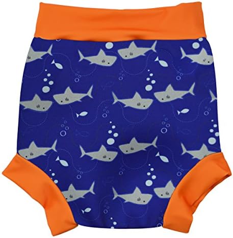 Happy Nappy HNSOM Baby and Toddler Reusable Swim Diaper, Shark Orange, Medium 3-8 Months